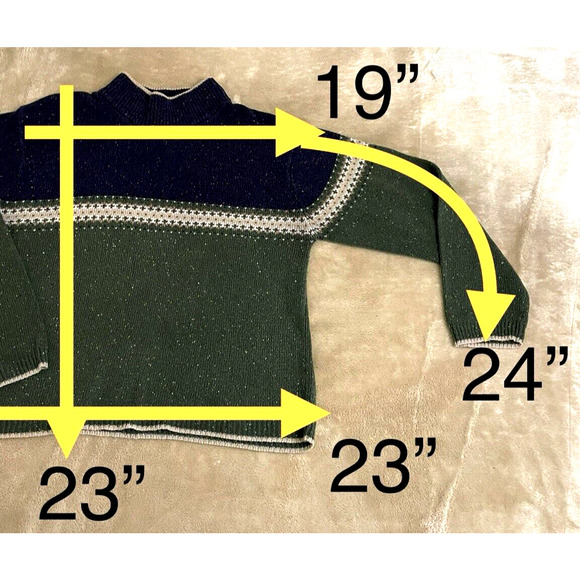 Dressbarn Women’s Size XL Green/Blue Fair Isle Turtleneck Sweater - Picture 7 of 7